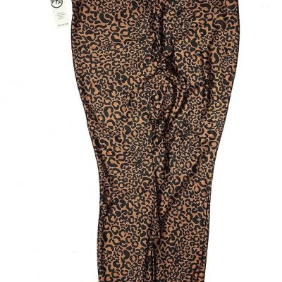 Fashion To Figure Leopard Print Leggings Sz 1X Brown Animal Pattern Ankle Length