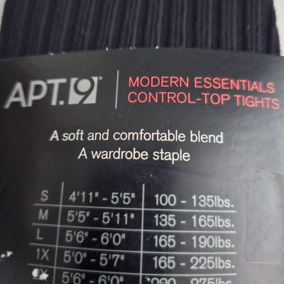 NEW women APT 9 modern essentials CONTROL-TOP black tie TIGHTS size: SMALL