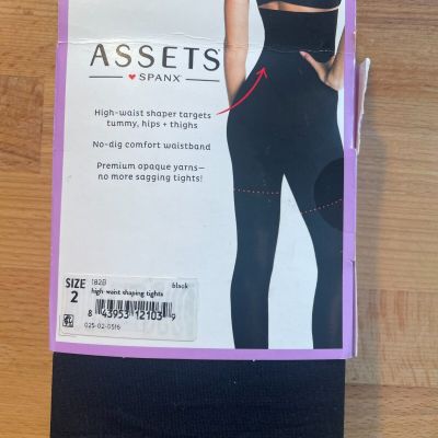 New Spanx Assets Reversible Shaping Tights 1602 Black/Dark Grey Size 2