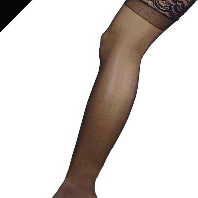 Plus Size Sheer Lace Top Stockings 3-Pack Womens 1X 2X 3X 4X 5X 6X Black Hosiery