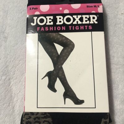 Joe Boxer Ladies/Womens Black Hearts Fashion Tights  1 Pair  - Size M/L