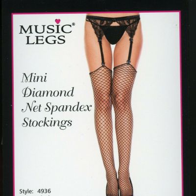Music Legs Stockings Diamond Net Women's Reg or Plus Black 4936