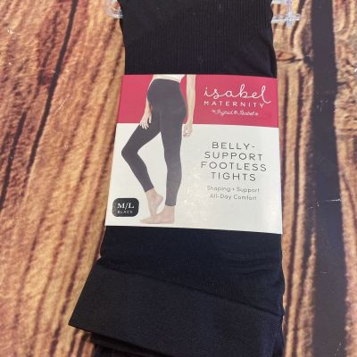 Isabel Maternity Women's Sz M/L Belly Support Footless Tights Black NWT