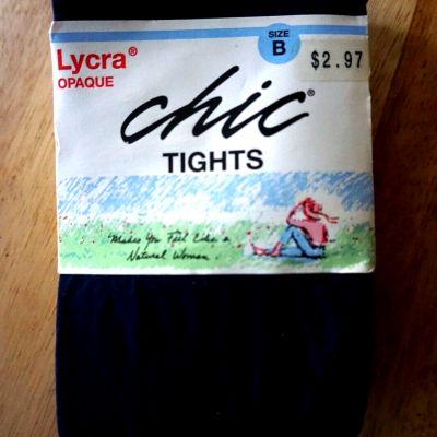 CHIC VINTAGE LYCRA OPAQUE BLUE TIGHTS/SIZE B/NEW/NOS/USA