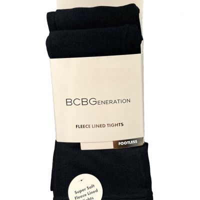 BCBG Generation Fleece Lined Tights Footless Black 2 Pack Women's Size S/M NEW