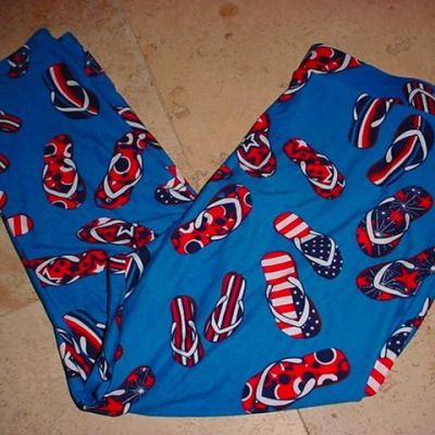NWT CHANCES R PLUS ULTRA SOFT PREMIUM STRETCH FLIP FLOP LEGGINGS BLUE SZ 2X