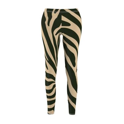 Women's Cut & Sew Casual Leggings Zebra Stripes Paris Fashion Style