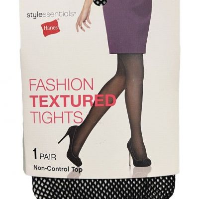 Hanes Fashion Fishnet Stockings Textured Tights, Black, M/L or L/XL