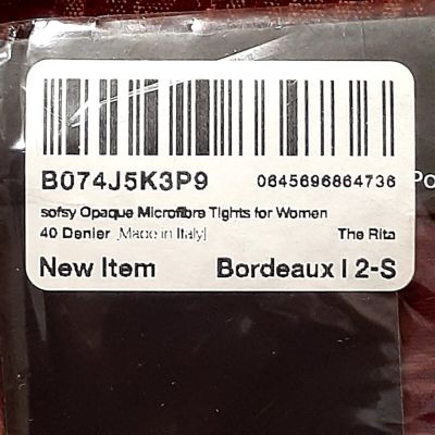 SOFSY THE RITA Burgundy Tights Pantyhose Size 2-S NEW