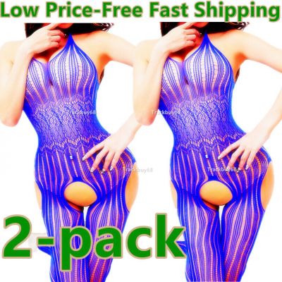 2Pcs Women Lingerie Stocking Sleepwear Bodystocking Sexy Babydoll Bodysuit Long