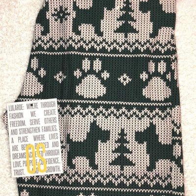 NEW LuLaRoe OS Christmas Holiday Merry Bright Green Scottie Dog Paw  Leggings