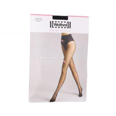 Wolford L128005 Womens Black Sheer Tummy 20 Control Top Tights Size M