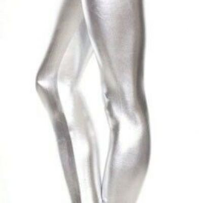 Y2K Silver Metaillic pull on Vegas vinyl leggings New Stretchy Costume Party