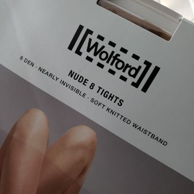 Wolford: Women's Nude  Tights  Size: L  8 DEN Nearly Invisible  Soft Waistband