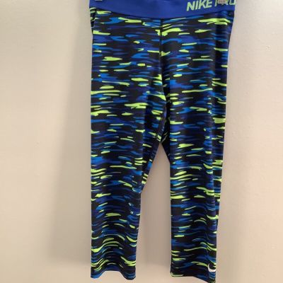 Nike Pro Leggings Women  Medium M Bright Blue Neon Gym Pull On Workout