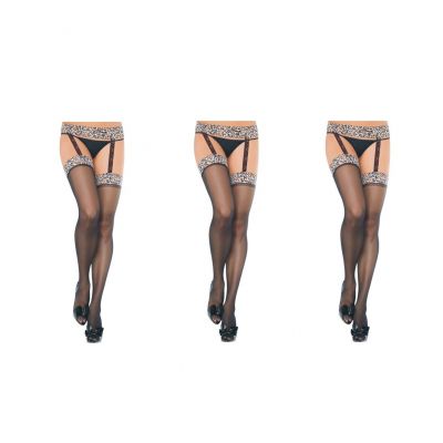 3PCS Luxury Sexy Top Thigh High Stockings w Garter Belt Suspender USA