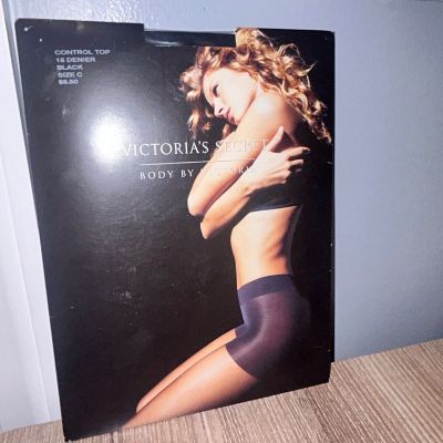 Victoria’s Secret Body by Victoria Control Top Pantyhose Size C Black NIP