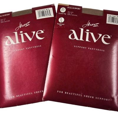 Hanes Alive 2 Pairs Size B Control Top Simply Natural Pantyhose New