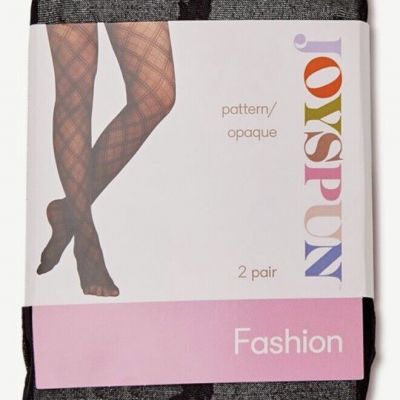 Joyspun Women's Red Opaque & Black Flowered Opaque 2 Pack Tights Size Small NWT