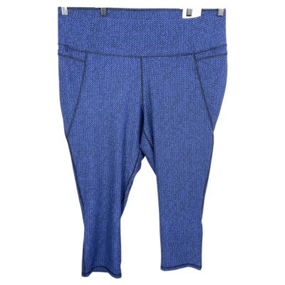 Lane Bryant LIVI Plus Size 22 24 Leggings Cropped Blue Black Criss Cross Hem 821