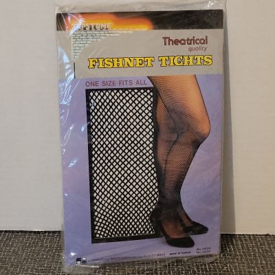 NOS Vintage 1980s TOPSTONE FISHNET TIGHTS Theatrical Quality Black ONE SIZE