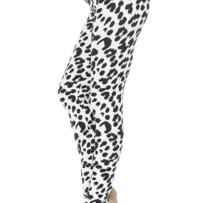 Plus Size Ladies Creamy Soft black White Leopard Leggings Womens