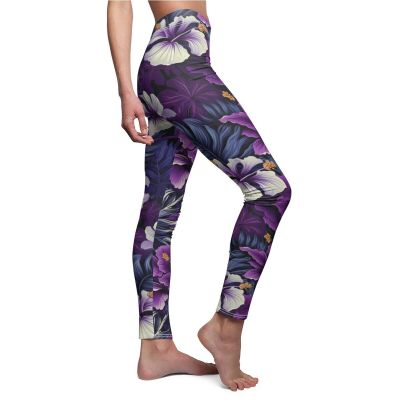 Womens Skinny Casual Leggings All Over Print Hawaiian Tropical Floral Wave Aloha