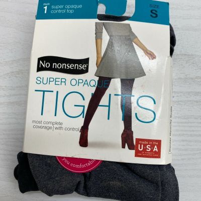 New No Nonsense Super Opaque Tights Grey Heather  Size Small Control Top A65B