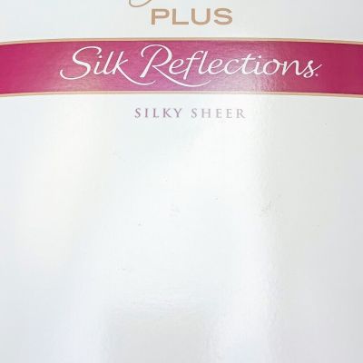 Hanes Silk Reflections Sz 3 Plus Control Top Pantyhose Enhanced Toe Barely Black