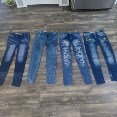 Sexy Fashion Faded Printed Skinny Stretchy Jean Pants Soft Leggings Lot of 4