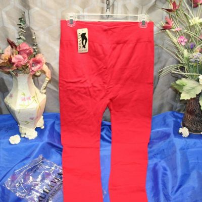 Aura Via Women's Red Fleece Legging Pants Size Plus X-Large bottoms skinny Sale*