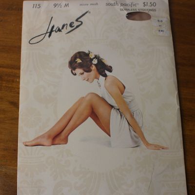 Hanes Seamless Stockings Thigh Highs 9.5 Medium South Pacific Reinforced Toe 70s