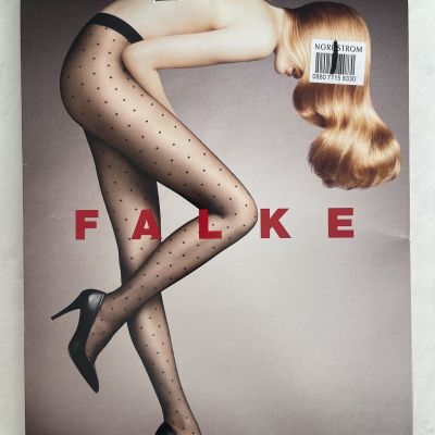 $39 New Women's FALKE Fashion Polka Dot Tights Black Size M