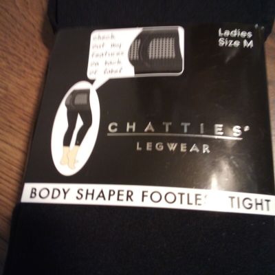 (NEW) CHATTIES LEGWEAR Body Shaper FOOTLESS TIGHTS Women's Ladies MEDIUM BLACK