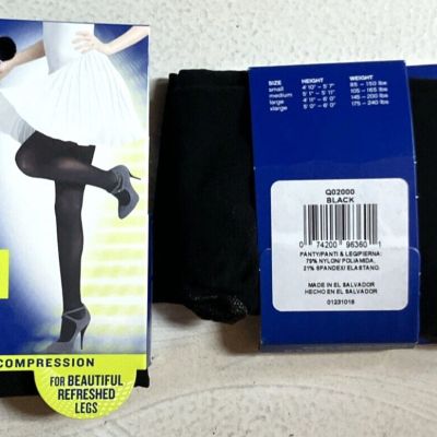 L'EGGS ENERGY - GRADUATED COMPRESSION FOOTED TIGHTS - SIZE SMALL - BLACK