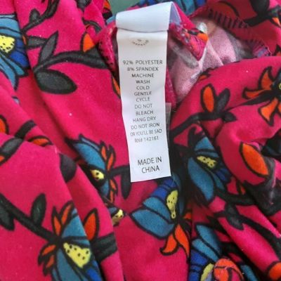 NEW LuLaRoe Leggings Tall and Curvy TC Bright Pink with Blue Floral Print