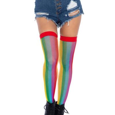 Brand New Skylar Rainbow Fishnet Thigh Highs Leg Avenue 9290
