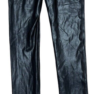 Spanx Leggings Women's Size Small Black Faux Leather Shiny  Sheen Night Out Cute