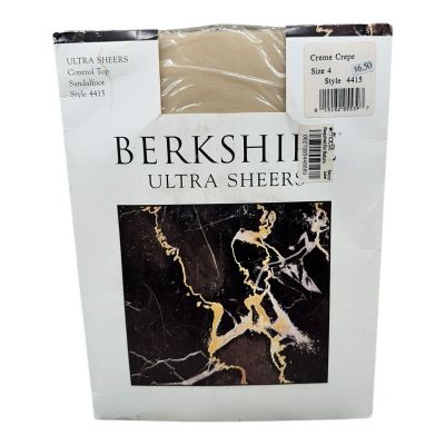 2004 Berkshire Ultra Sheers 4415 Control Top Pantyhose Crème Crepe size 4