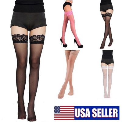 Lady's Lace Top Stay Up Stockings Thigh-High Sheer Pantyhose Stockings For Women
