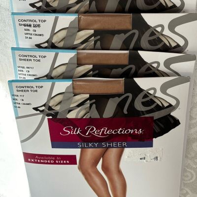 Hanes Silk Reflections Pantyhose Lot Sz CD Style 717, 00717 “Little Color” 4Pair