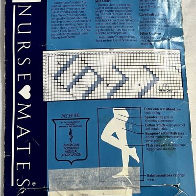 Nurse Mates Full Support Hosiery White Size E Queen 81500 Compression Pantyhose