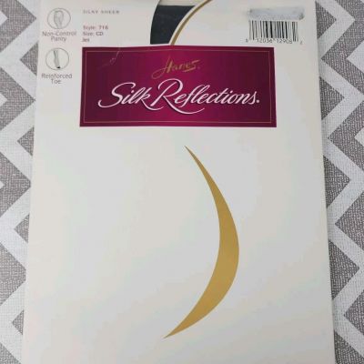 Hanes Silk Reflections Pantyhose CD Jet Sheer Non-Control Top Reinforced Toe