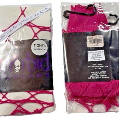 NEW Morbid Threads Womens Pink Fishnet Tights Pack of 2 (LL#95)