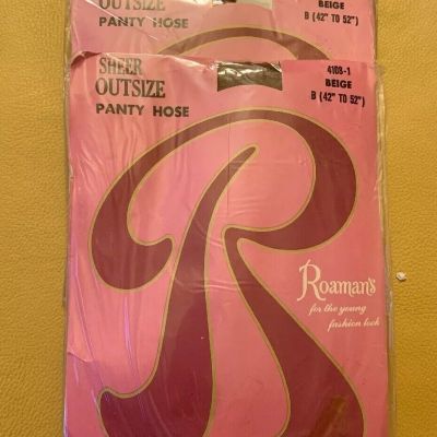 3 New Roaman’s Pantyhose Sheer Outside Beige Nylons Women's Sz B 4108-1 NIP