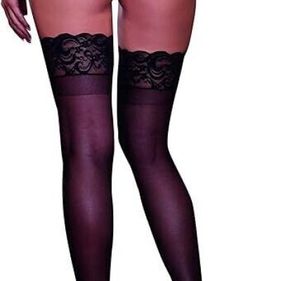 Dreamgirl Black Sheer Thigh High Pantyhose Hosiery Nylons Stockings Lace Top