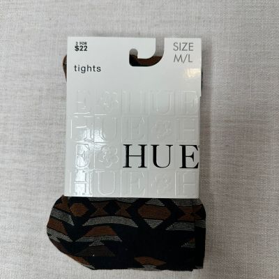 Hue Womens Tribal Pattern Tights With Control Top Black Size M/L