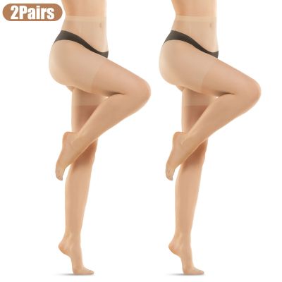 2 Pairs Women's Ultra Sheer Tights Glossy Pantyhose Hosiery Stocking High Waist