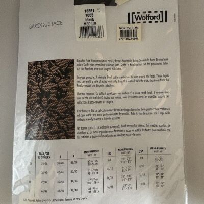 WOLFORD BAROQUE LACE TIGHTS BRAND NEW BLACK MEDIUM