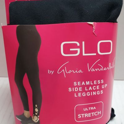 2PK GLO by Gloria Vandersilb Seamless Side Lace Up Leggings Ultra Stretch S/M